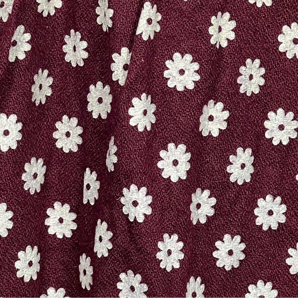 Cleobella White Flowers on Burgundy background Long Sleeve Dress Size Medium - Picture 4 of 8